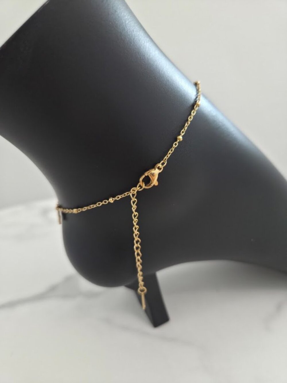 Gold Star Charm Anklet Rhinestone Dangle Stainless Steel Jewelry - Picture 9 of 14